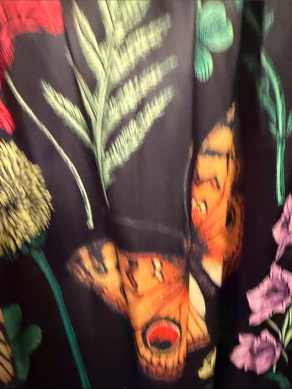 Dressed in LALA Black Wide Leg Pants with Multicolor Butterfly & Floral Print - Picture 3 of 5